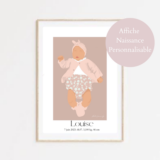 Affiche de naissance personnalisable fille